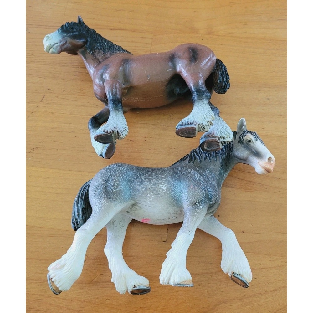 Schleich Clydesdale Draft Horse Lot 2004 Gray Mare 2006 Brown